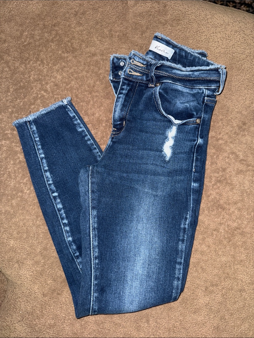 KanCan Dark Blue Skinny Jeans with Distressed Detail